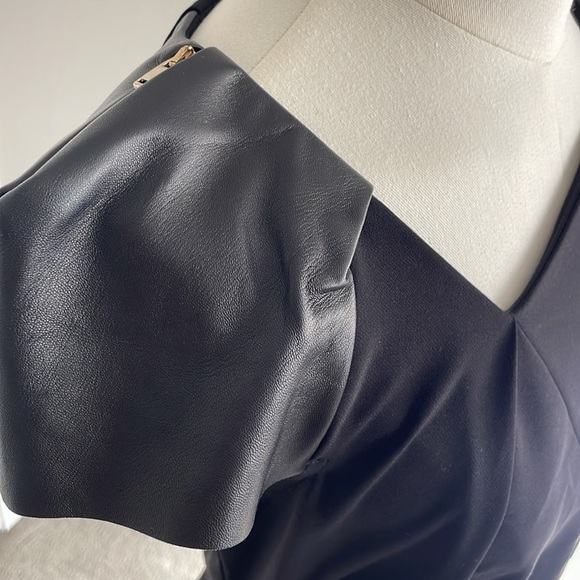 TRU TRUSSARDI Little Black Dress LBD Leather‎ Zip Up Mini size 4 Party Wedding - Picture 4 of 10